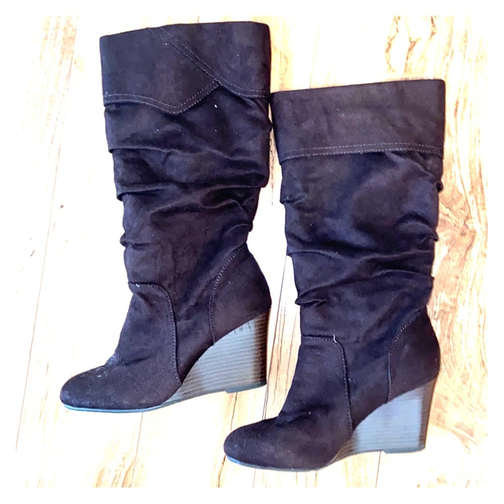 Brown Suede Knee High Boots